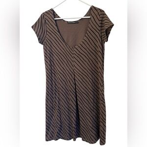 Gudrun Sjoden Dress Women's M Organic Cotton Modal Brown Striped Short sleeves